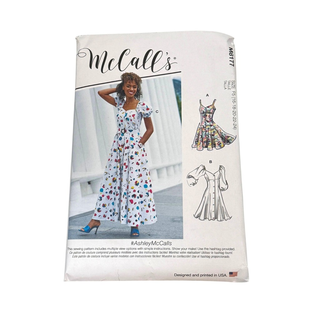 McCalls M8177 Sewing Pattern Dress and Belt Size 16 - 24 Uncut